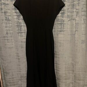 Vintage Evan-Picone Elegant Black Dress with 80s Shoulder Pads